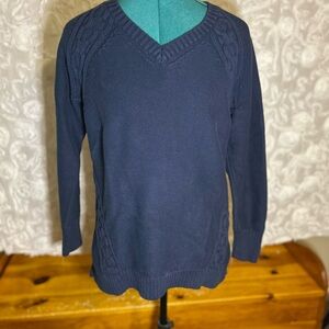 L.L. Bean Women's Dark Blue V-Neck Sweater